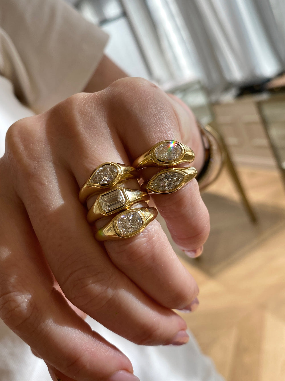 Elongated Cushion Signet Ring - View 