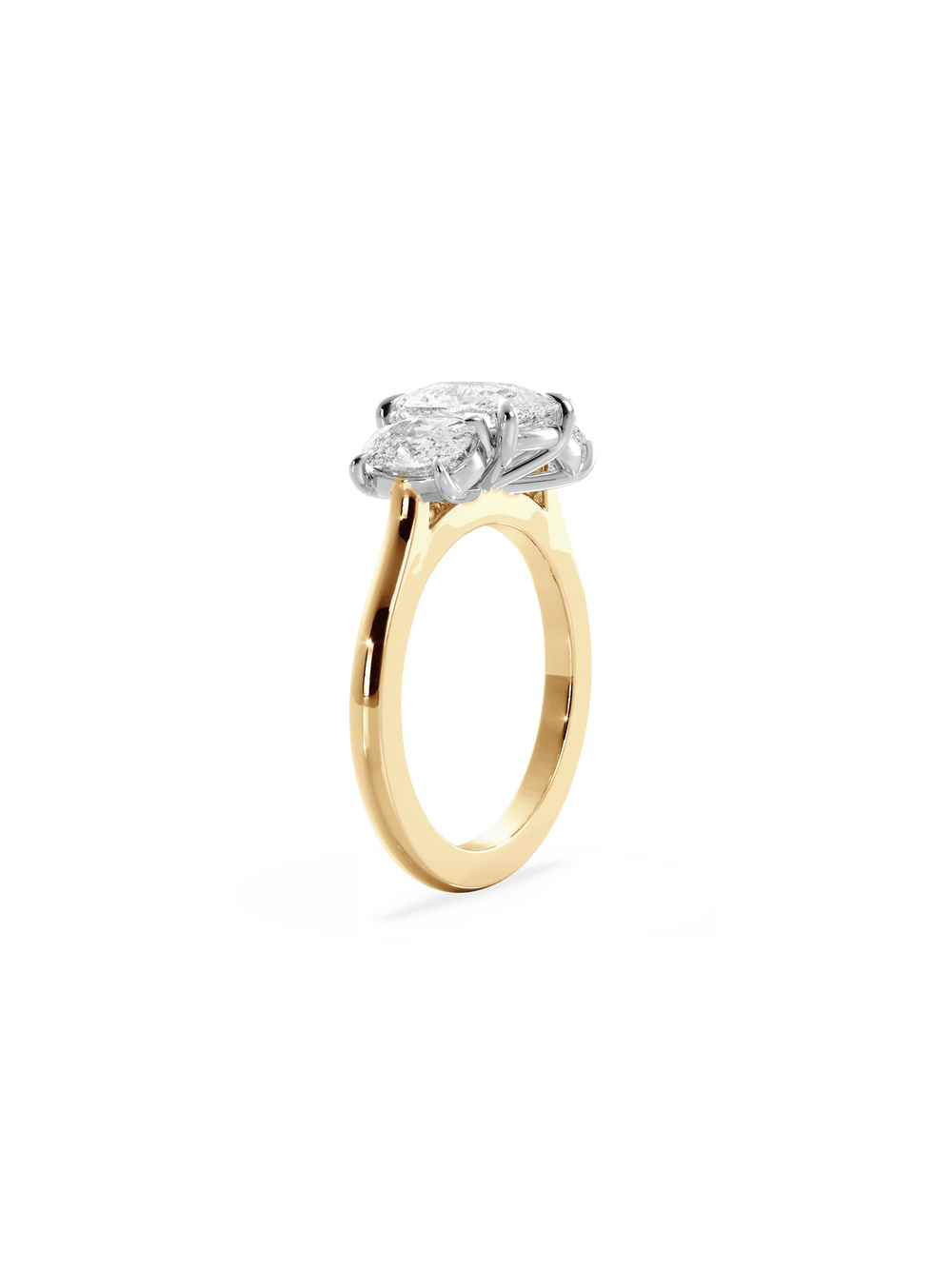 Elongated Cushion Trilogy Ring - View 