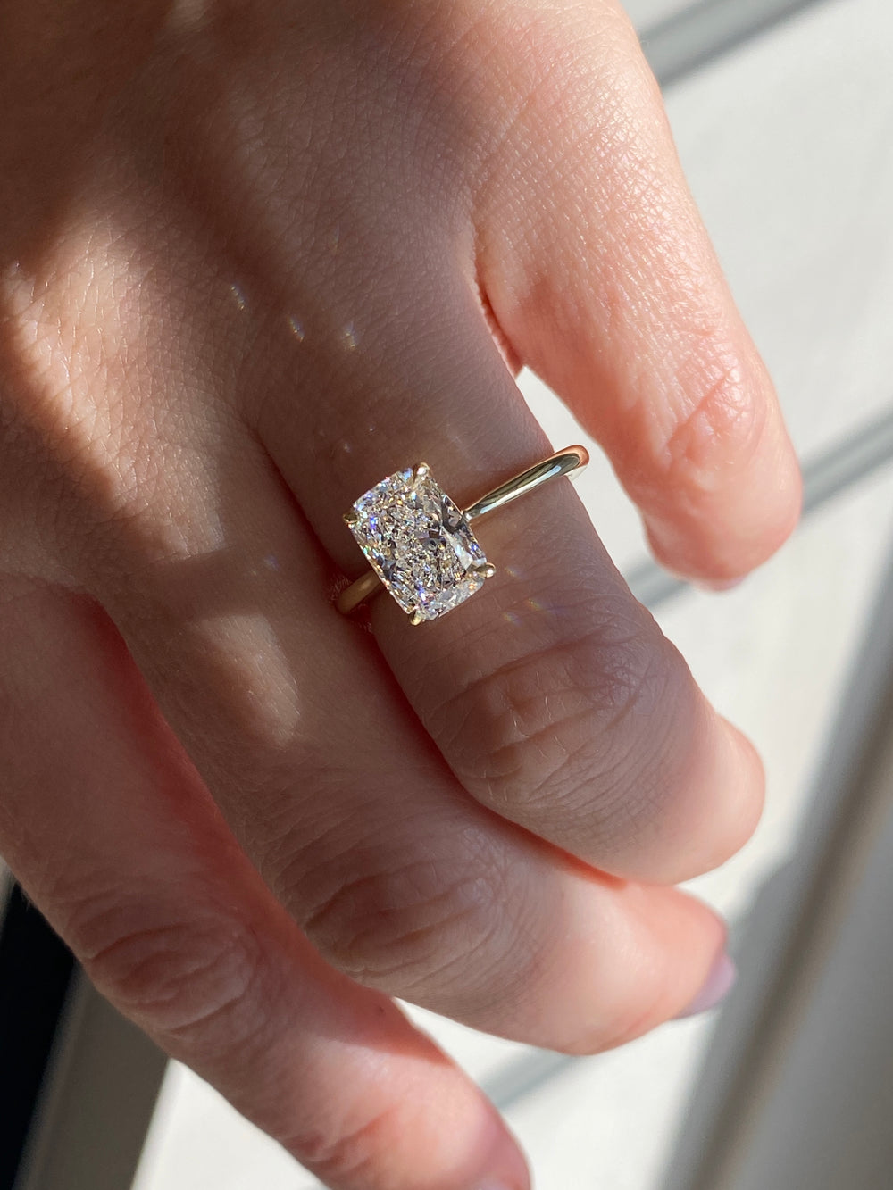 Elongated Cushion Classic Solitaire Ring - View 