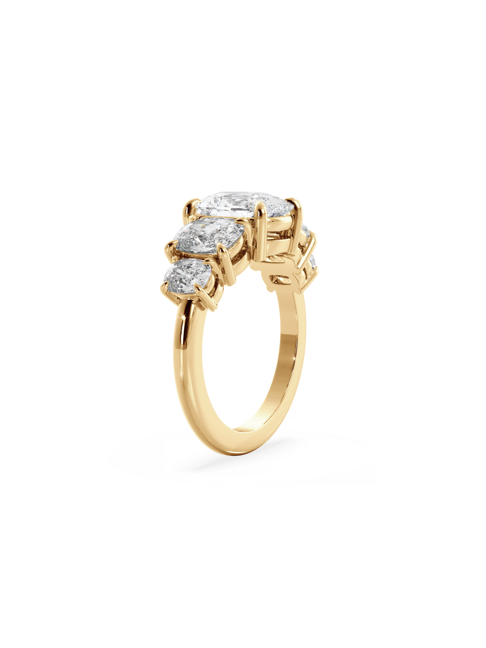 Elongated Cushion Signature Five-Stone Ring - View 