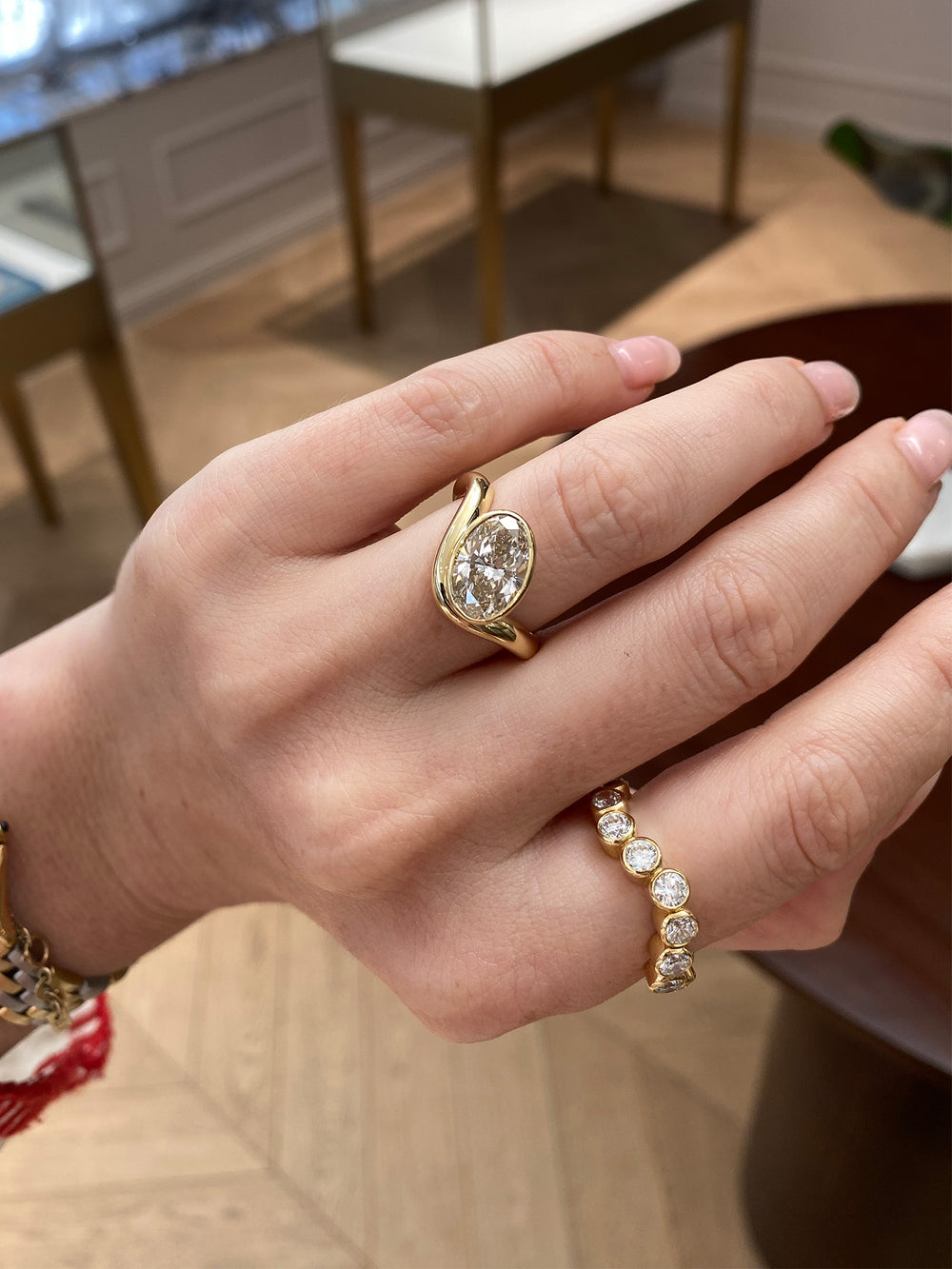 3.03ct Oval Champagne Jean Contour Solitaire Ring