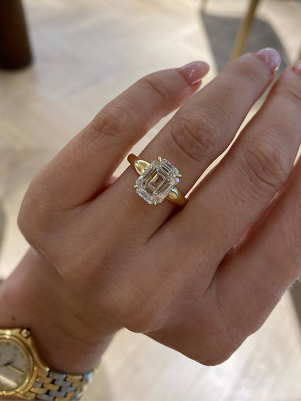 3.59ct Old Cut Emerald Solitaire Ring