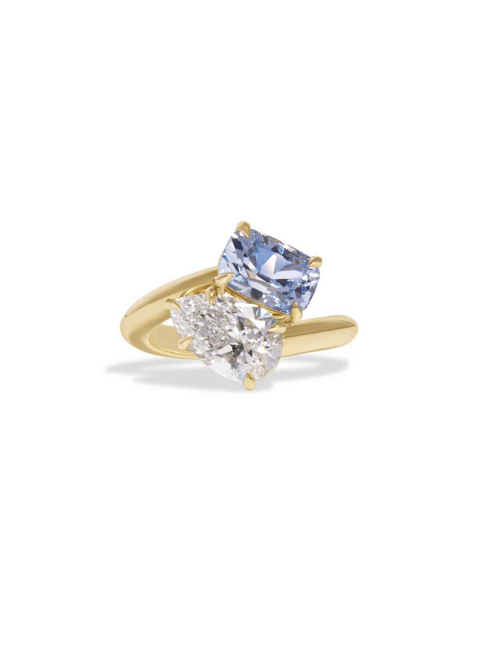 4.76cttw Elongated Cushion & Pear Jean Toi et Moi Ring - View 