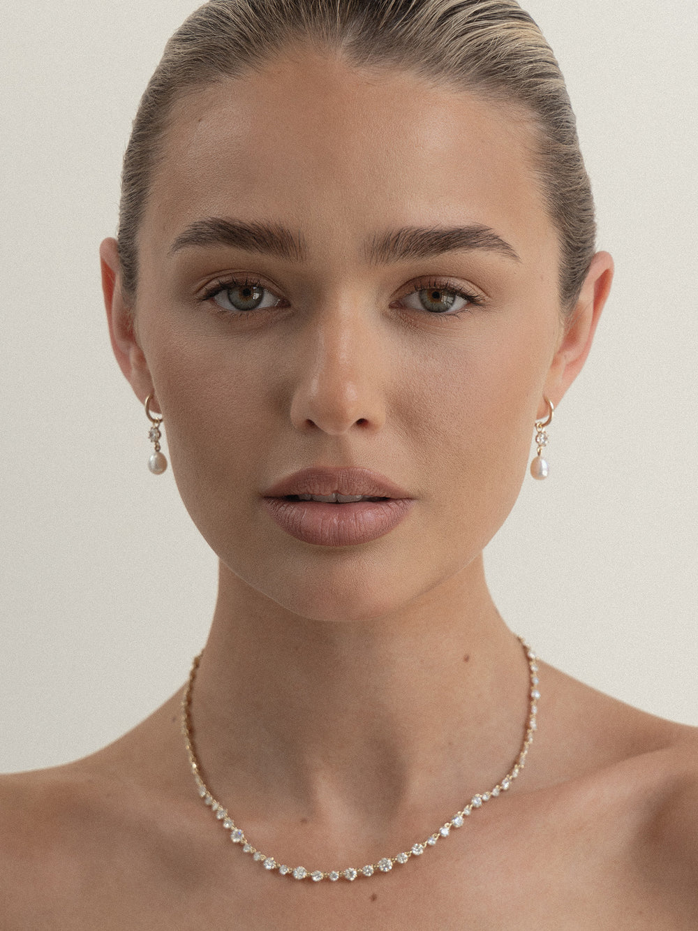 Diamond & Pearl Drop Earrings - View 