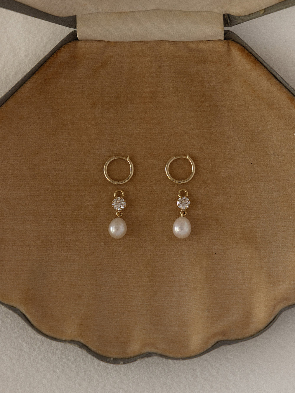 Diamond & Pearl Drop Earrings - View 
