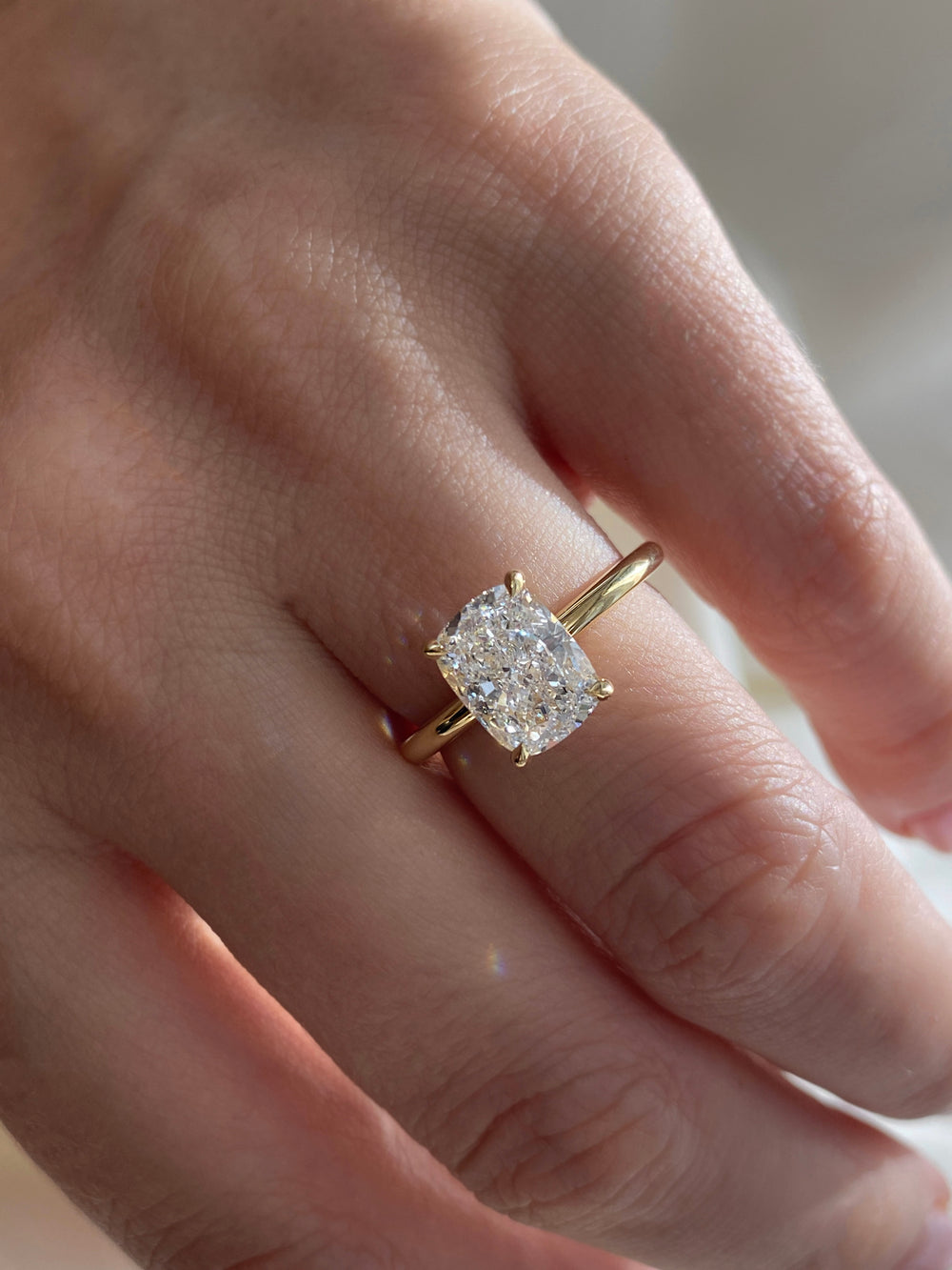 Elongated Cushion Ceremonial Solitaire Ring - View 