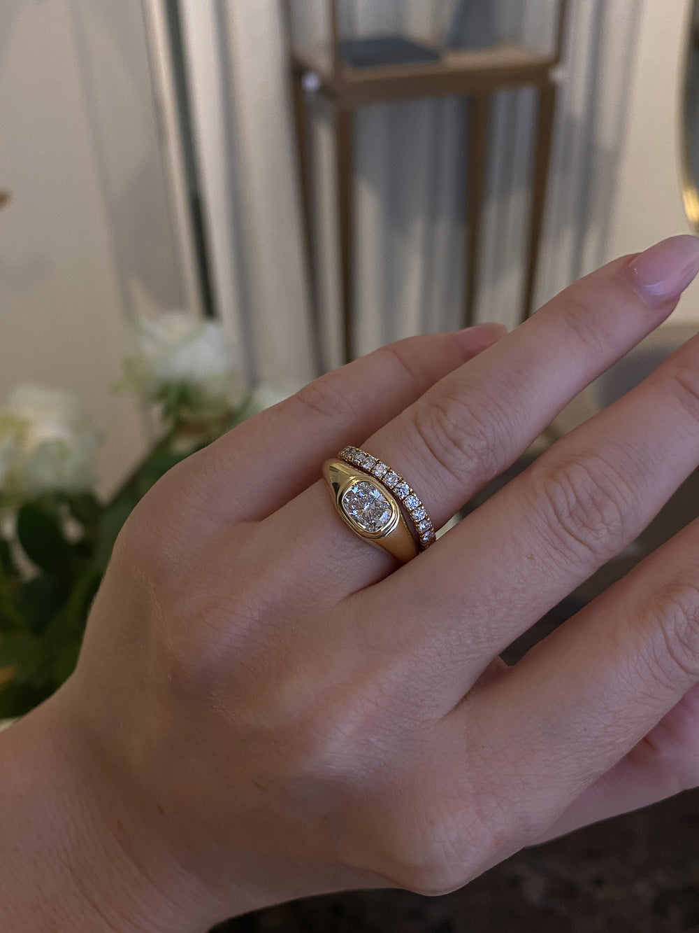 Elongated Cushion Signet Ring - View 