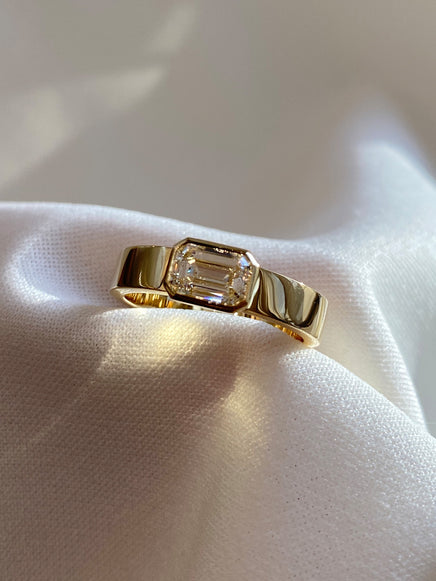 Emerald Bezel Solitaire Ring