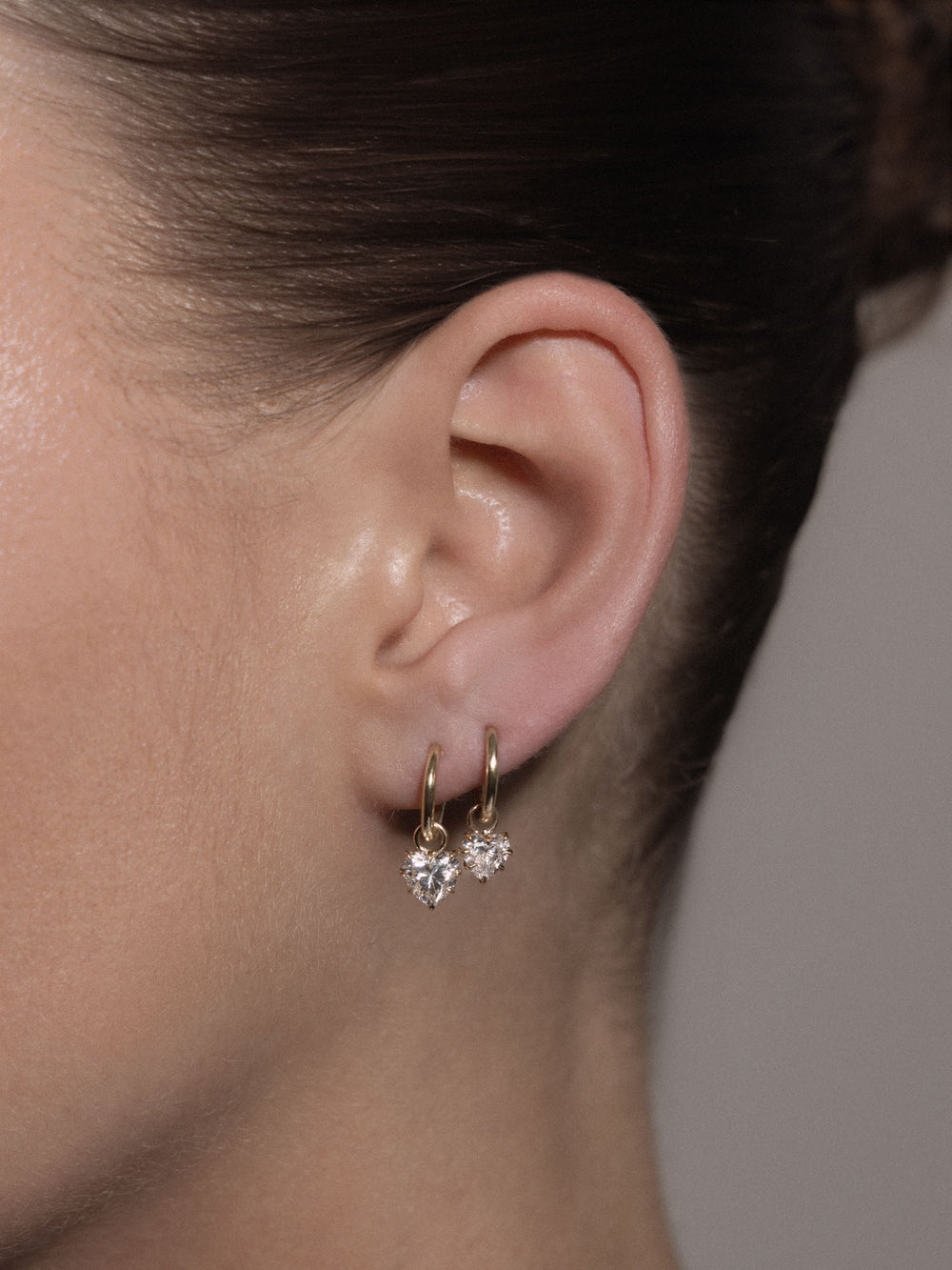 0.50ct Heart Diamond Drop Earrings - View 