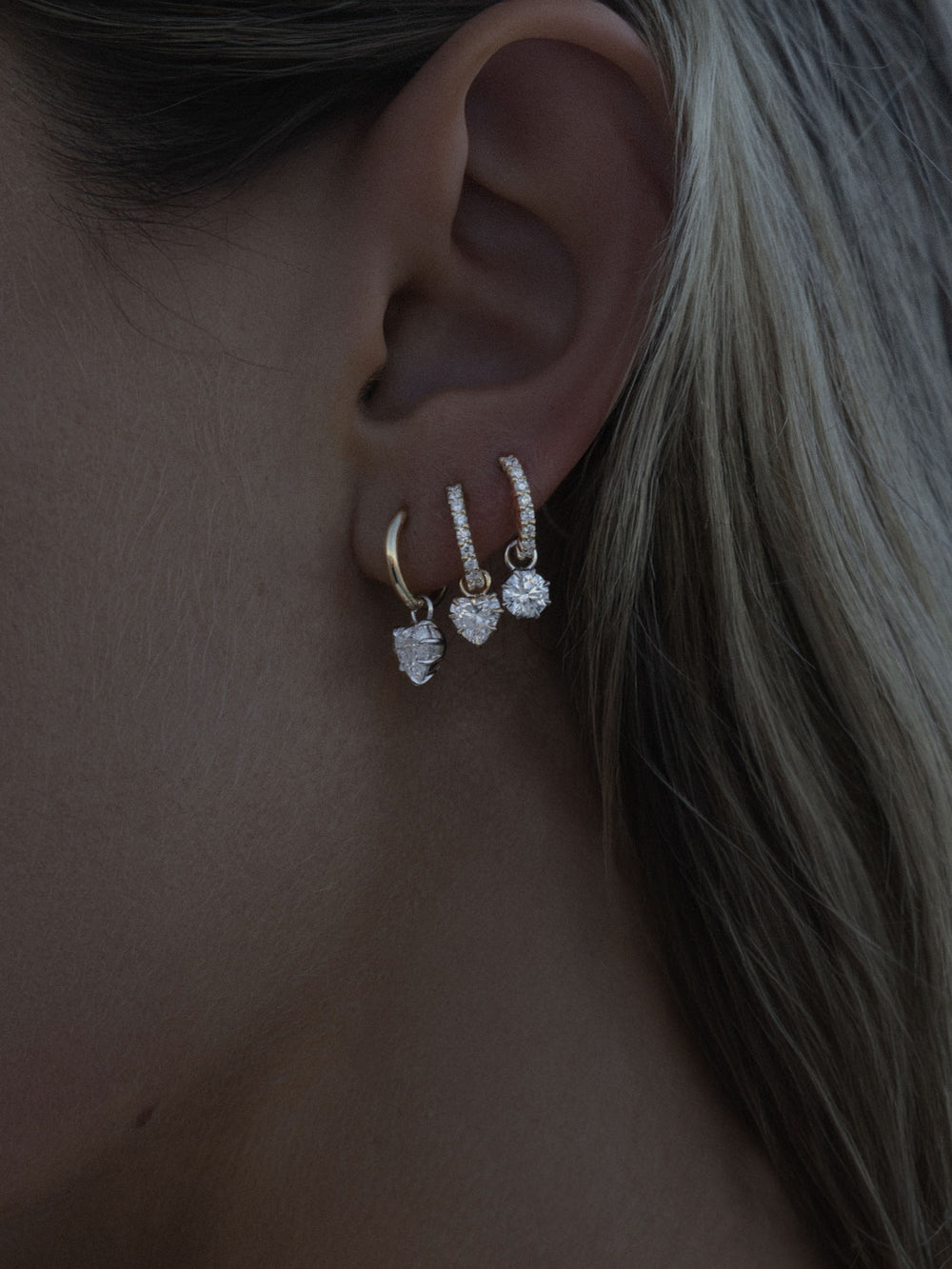 0.90ct Heart Diamond Drop Earrings - View 
