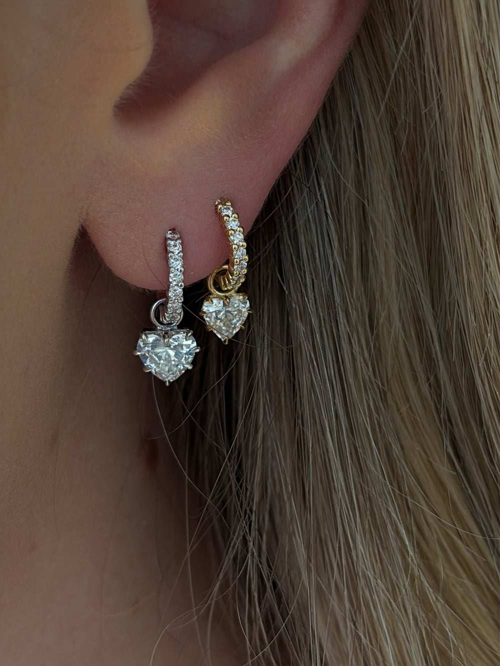 0.90ct Heart Diamond Drop Earrings