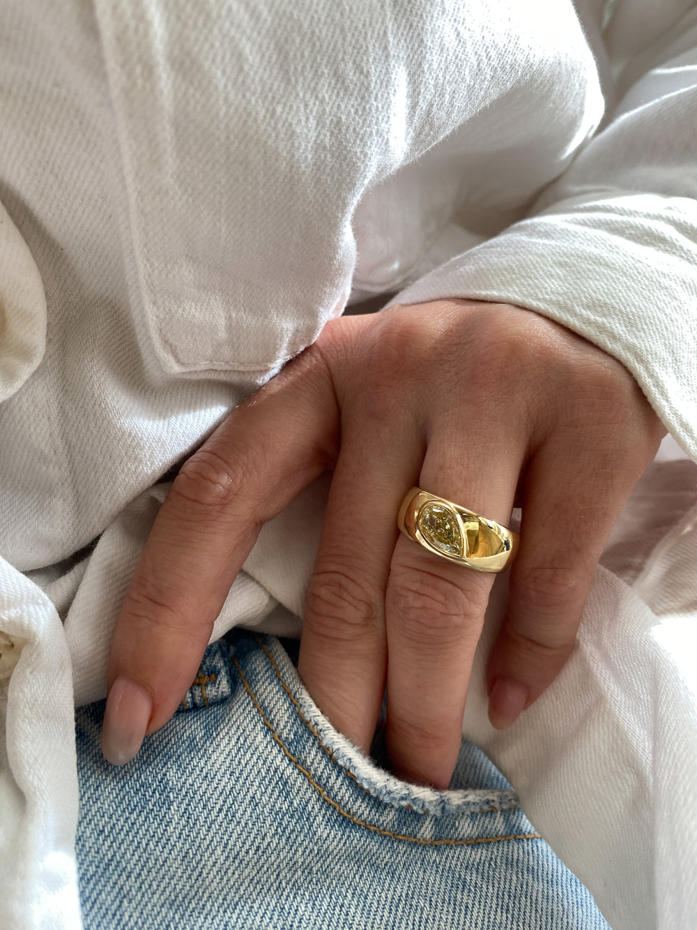 Pear Keystone Solitaire Ring - View 