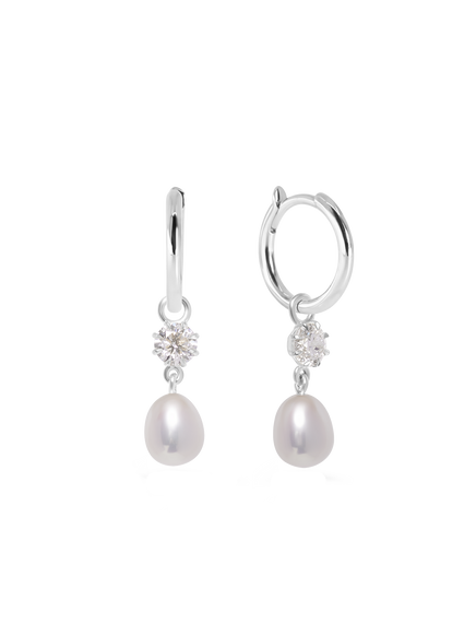 Diamond & Pearl Drop Earrings