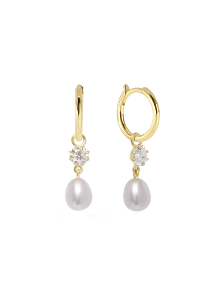 Diamond & Pearl Drop Earrings
