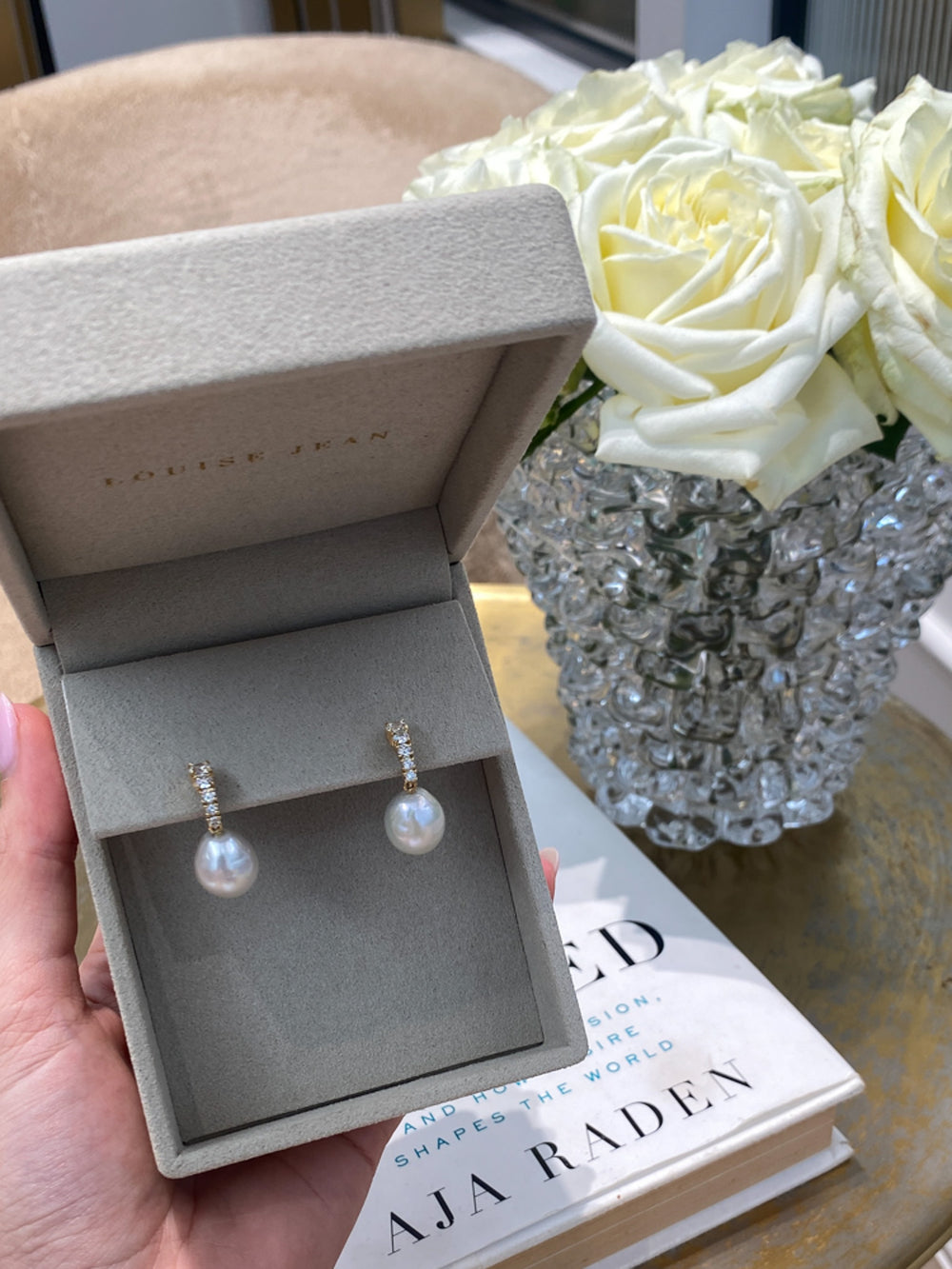 Vermeer Pearl Diamond Earrings - View 