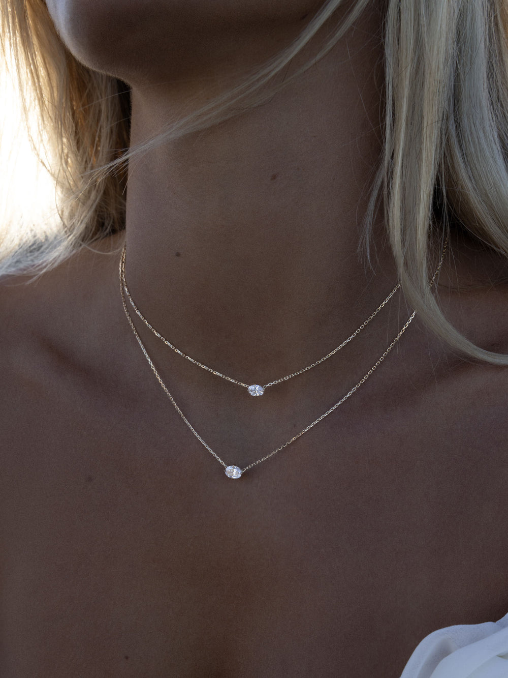 Oval Diamond Necklace - View 
