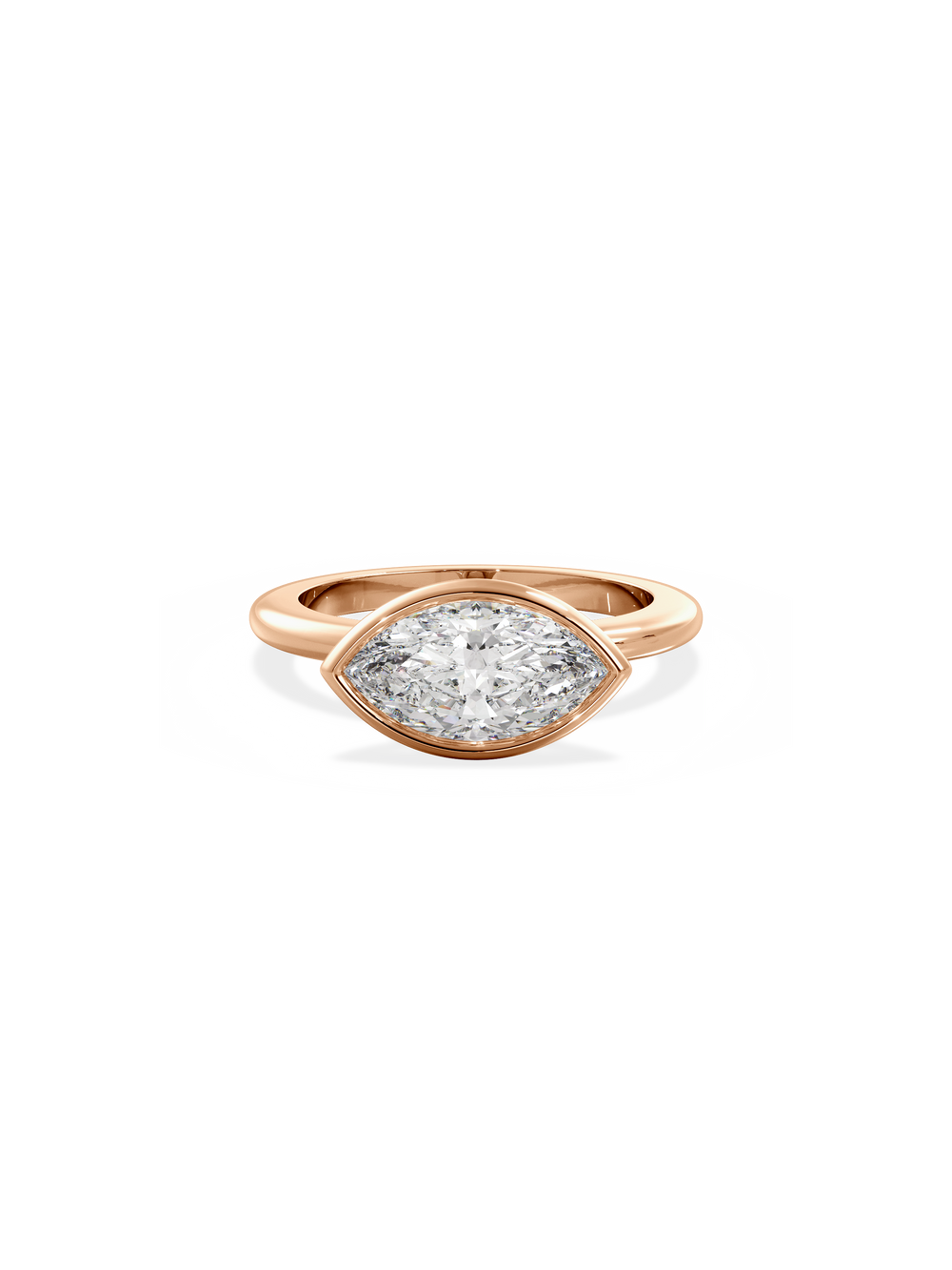 Marquise Signature Bezel Solitaire Ring - View 