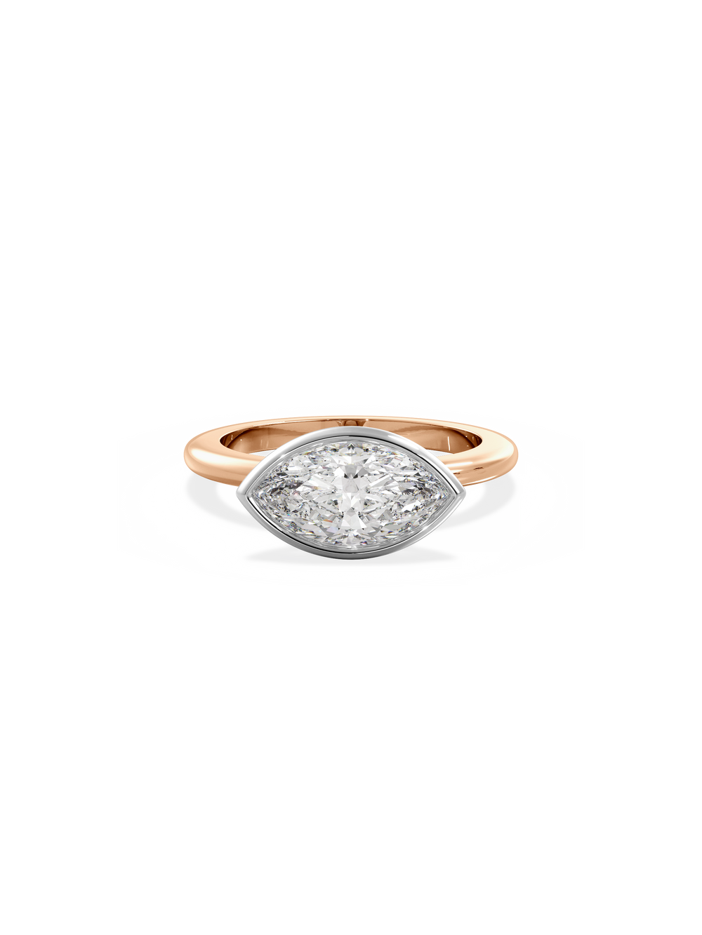 Marquise Signature Bezel Solitaire Ring - View 