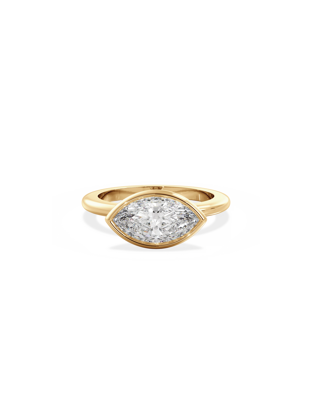 Marquise Signature Bezel Solitaire Ring - View 