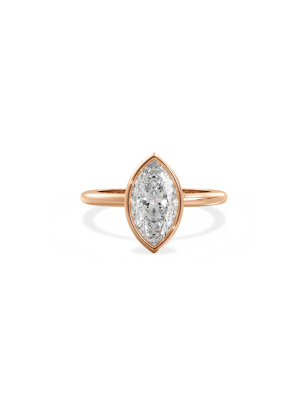 Marquise Signature Bezel Solitaire Ring - View 