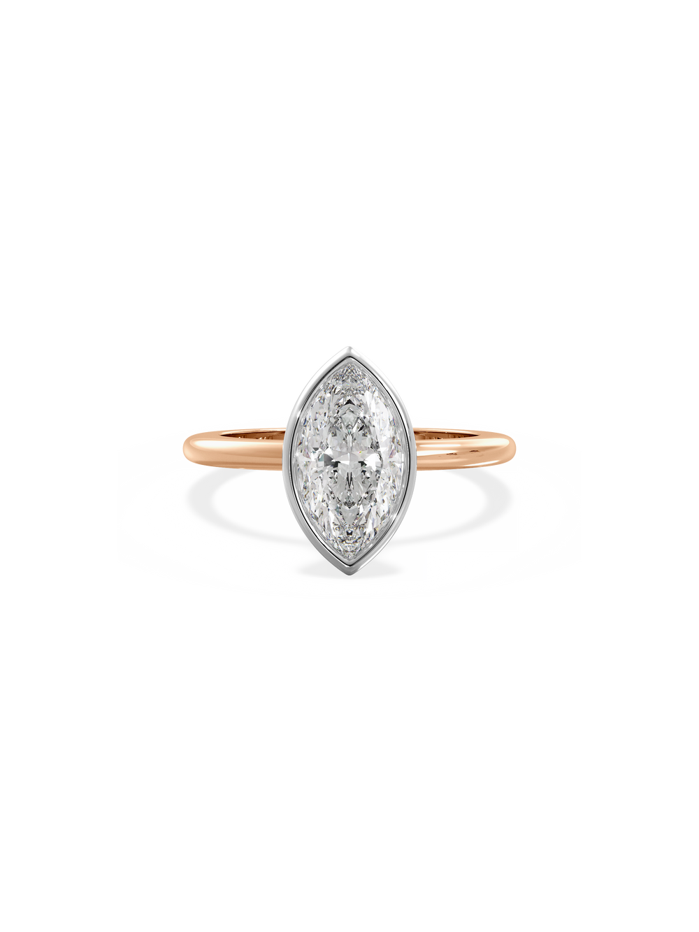 Marquise Signature Bezel Solitaire Ring - View 