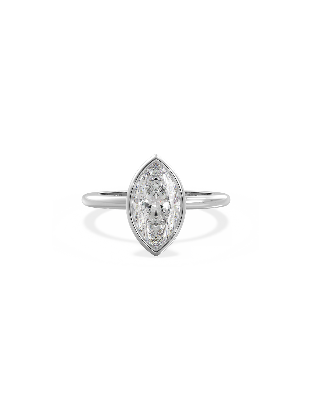 Marquise Signature Bezel Solitaire Ring - View 