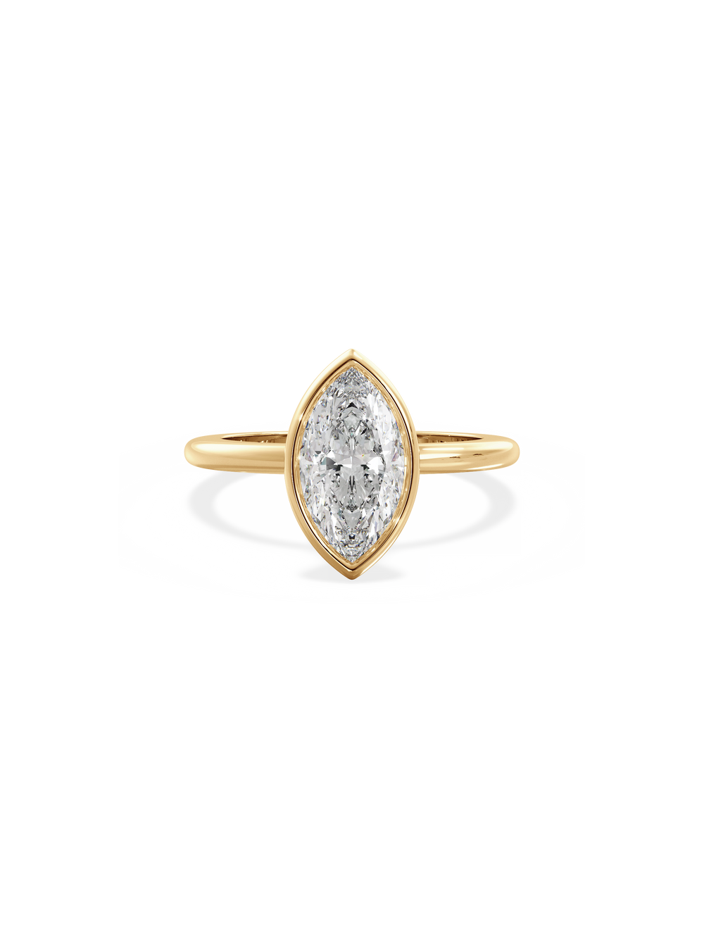 Marquise Signature Bezel Solitaire Ring - View 