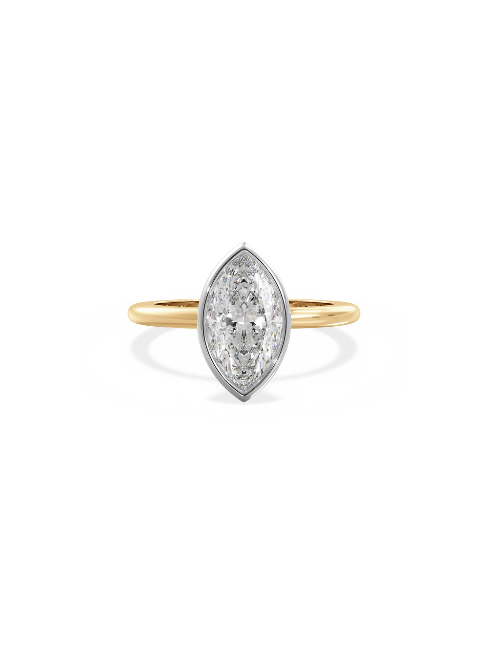 Marquise Signature Bezel Solitaire Ring - View 