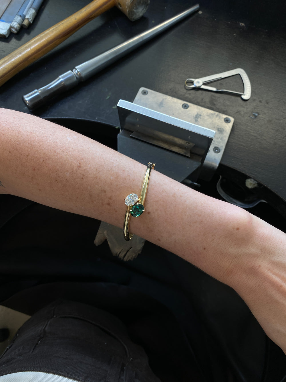 6.21cttw Oval and Oval Tourmaline Jean Toi et Moi Bangle - View 