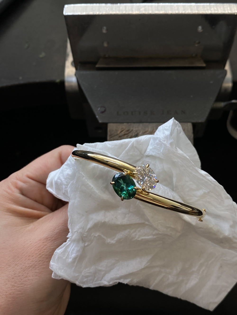 6.21cttw Oval and Oval Tourmaline Jean Toi et Moi Bangle - View 