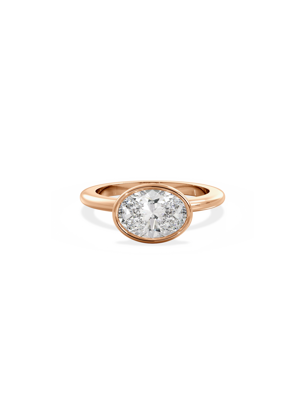 Oval Signature Bezel Solitaire Ring - View 