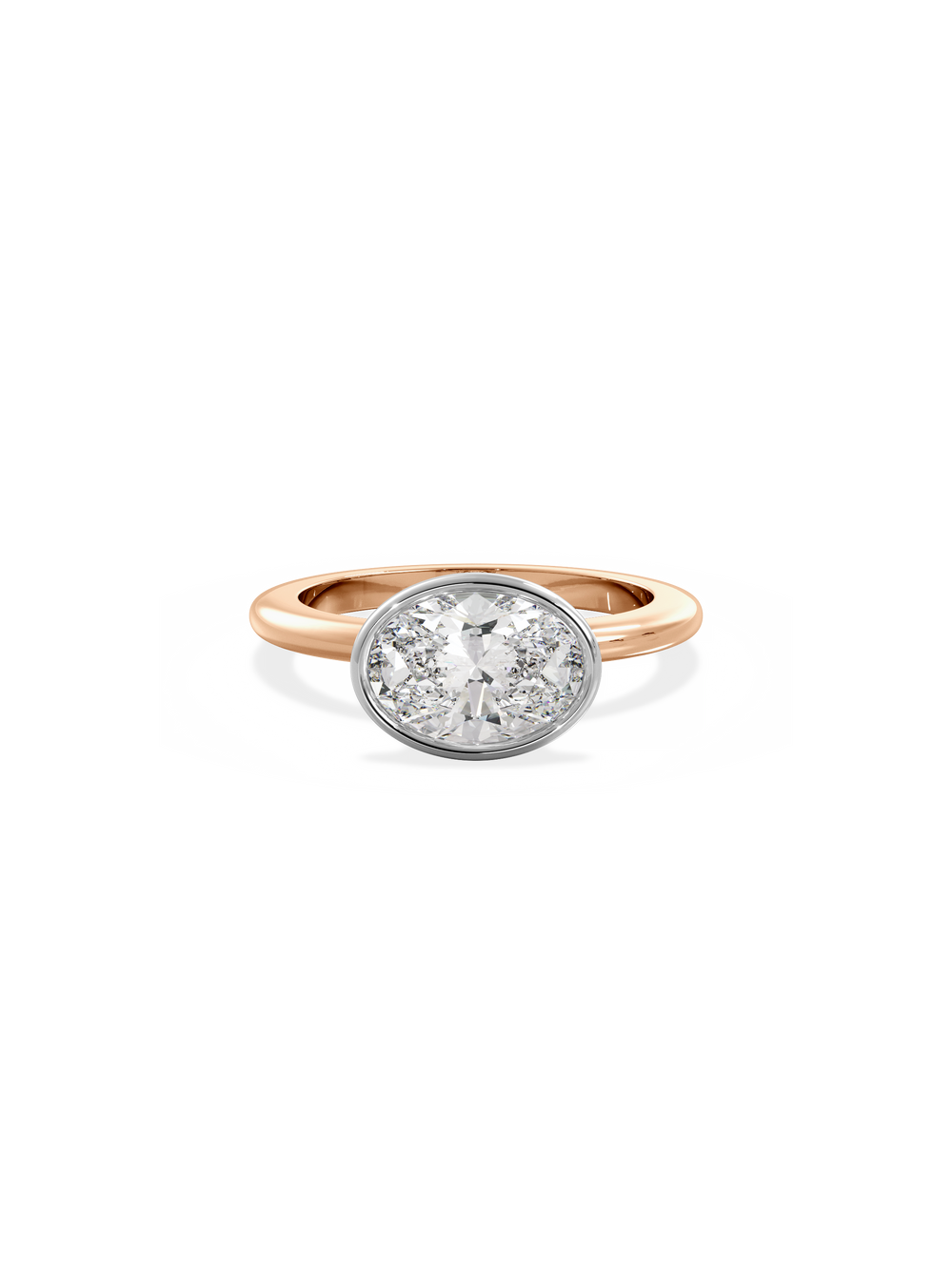 Oval Signature Bezel Solitaire Ring - View 