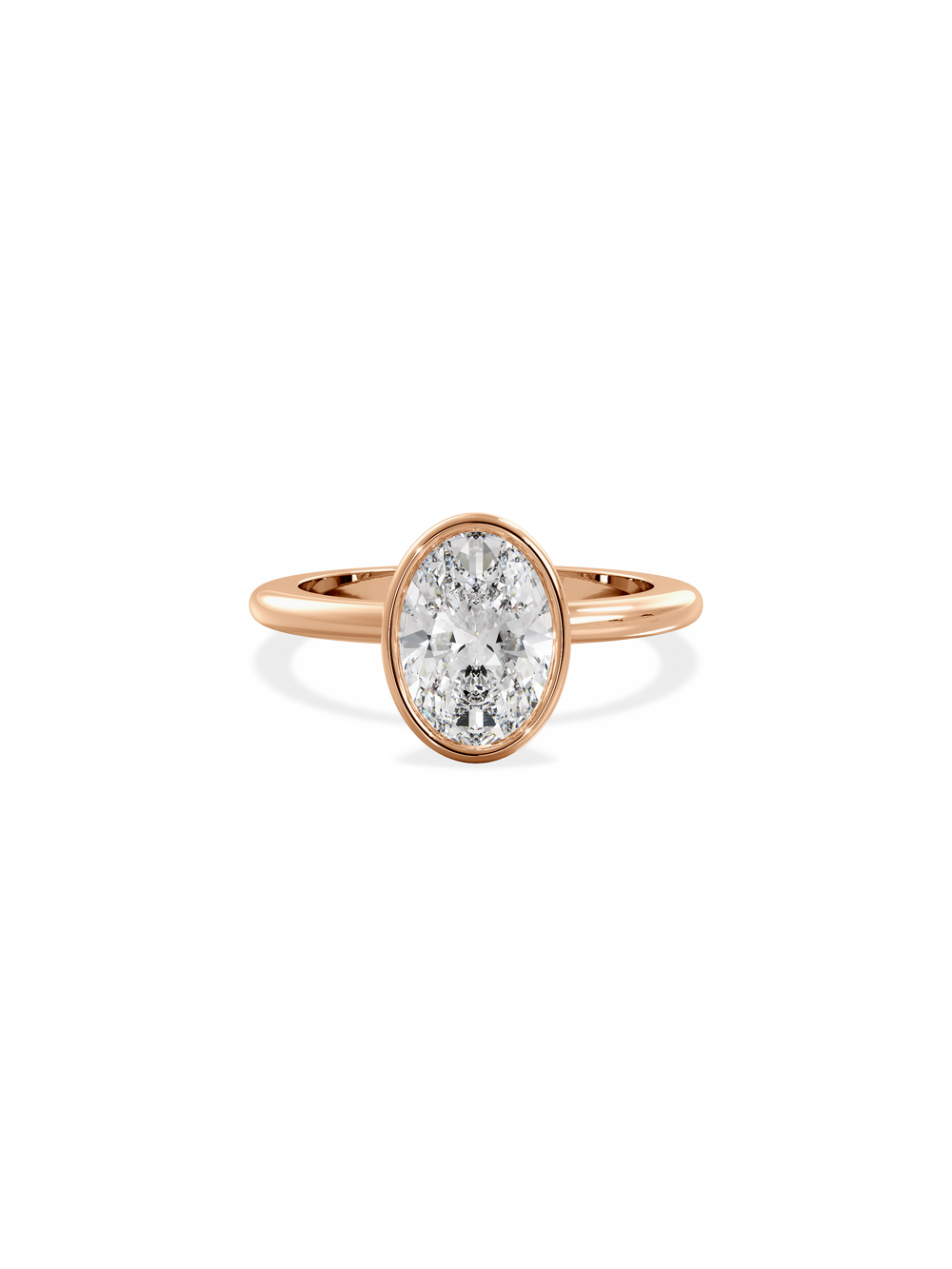 Oval Signature Bezel Solitaire Ring - View 