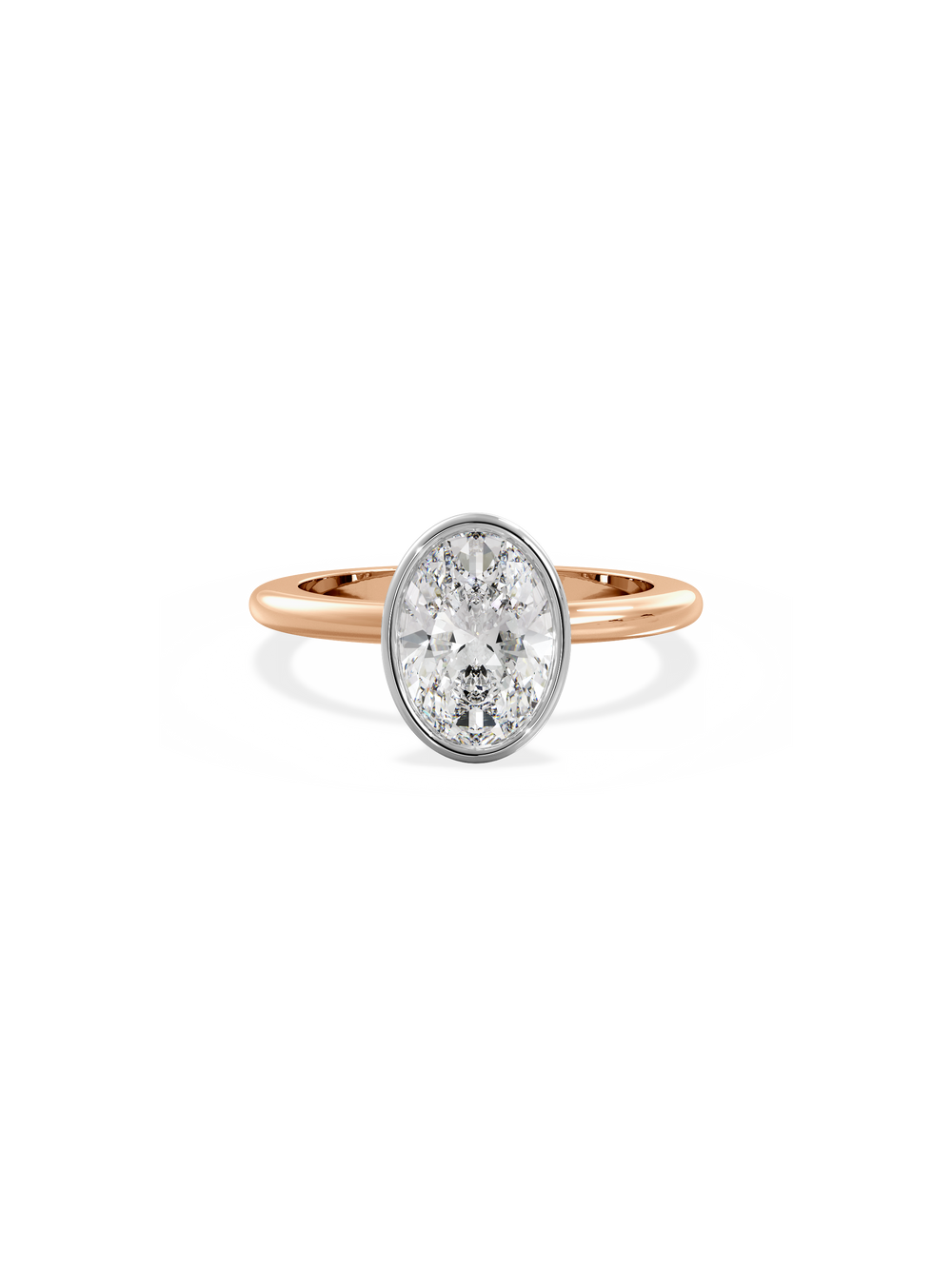 Oval Signature Bezel Solitaire Ring - View 