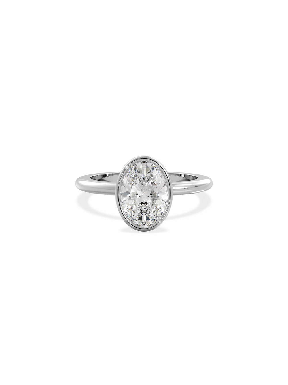 Oval Signature Bezel Solitaire Ring - View 