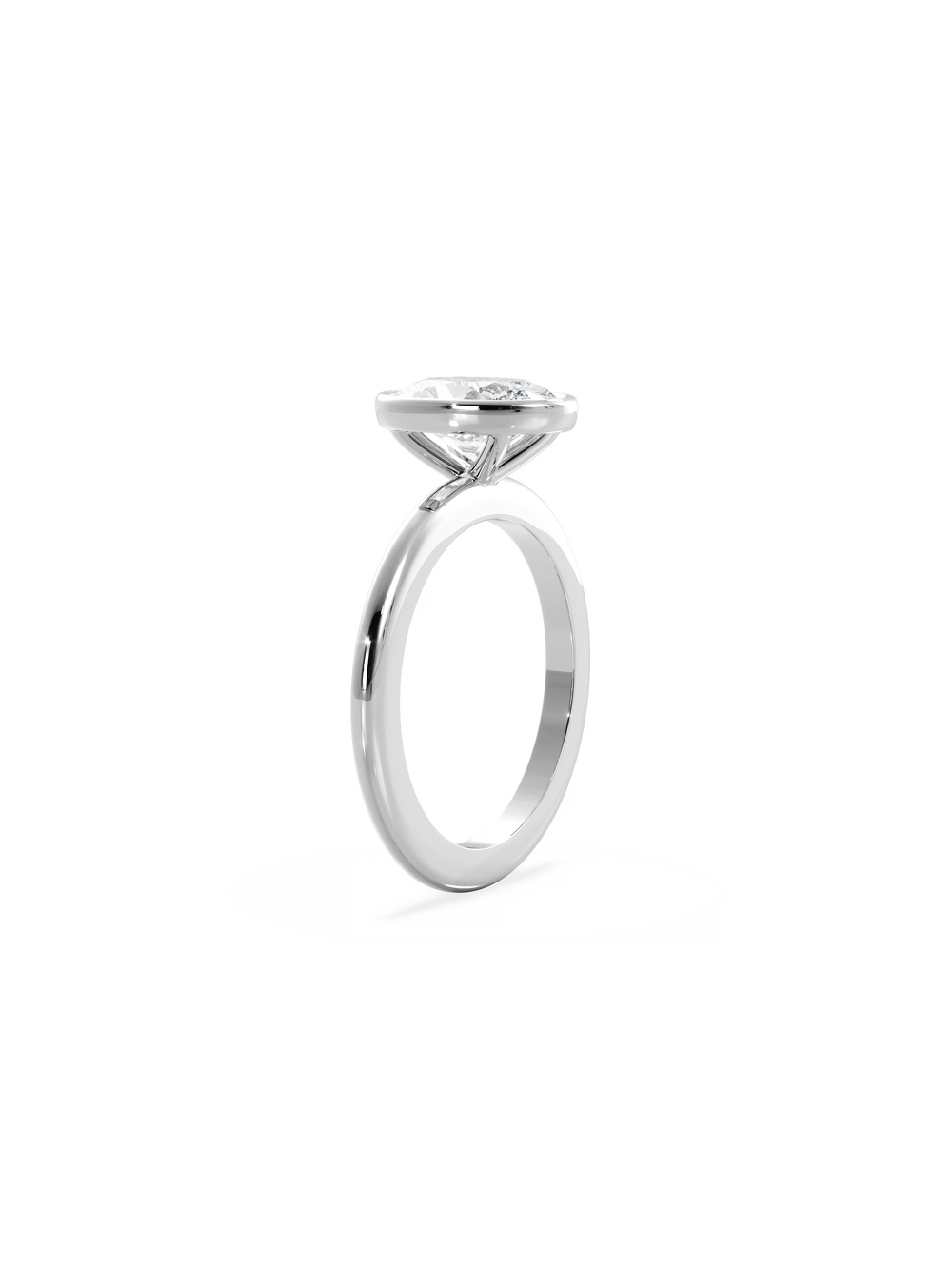 Oval Signature Bezel Solitaire Ring - View 
