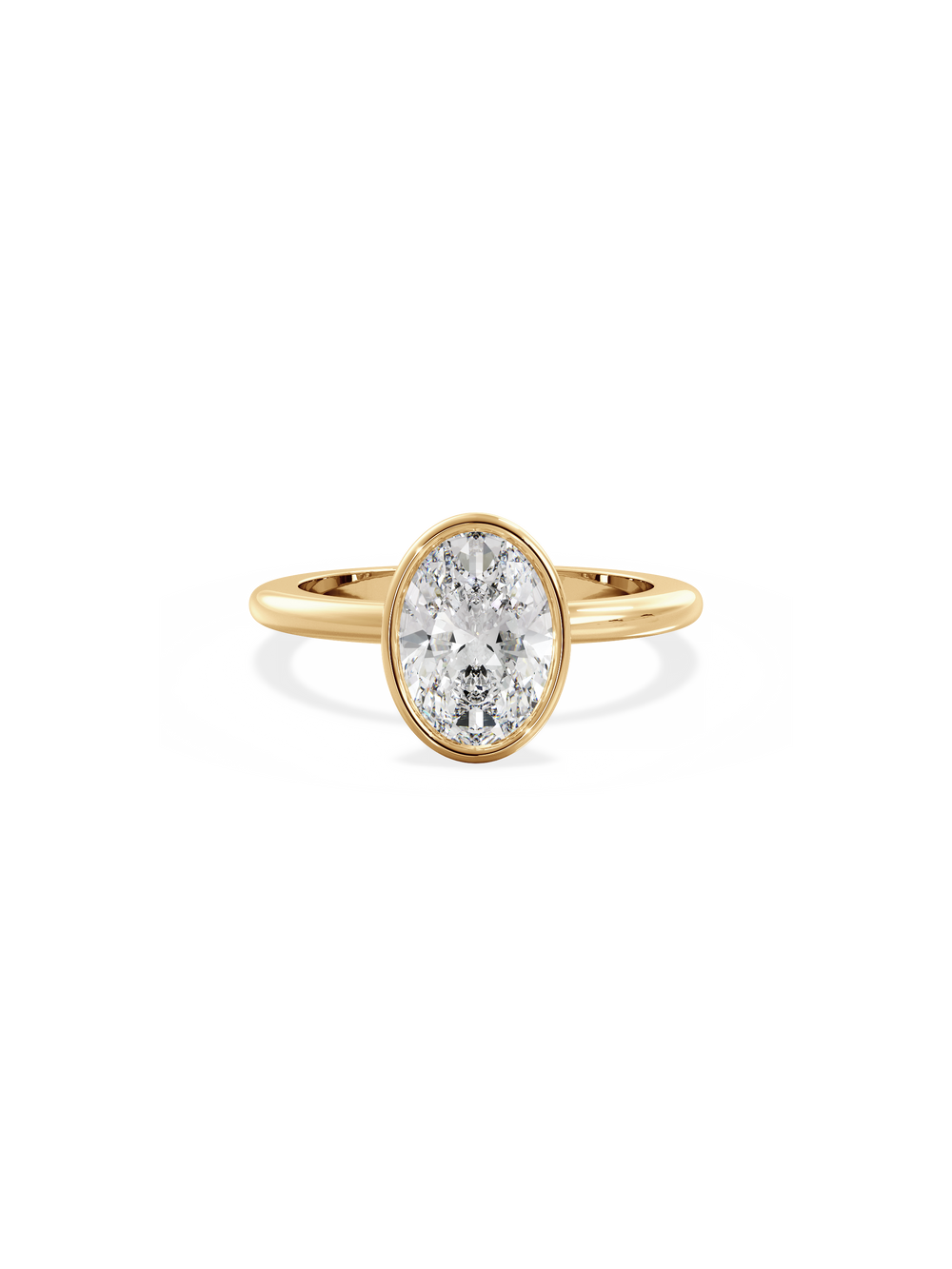 Oval Signature Bezel Solitaire Ring - View 