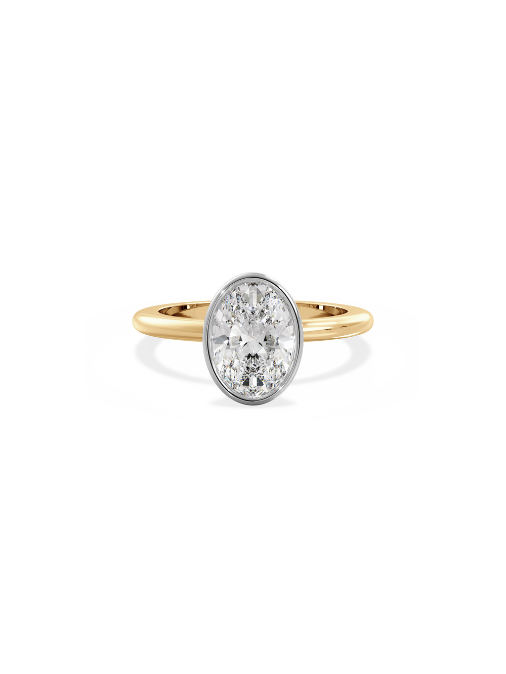 Oval Signature Bezel Solitaire Ring - View 