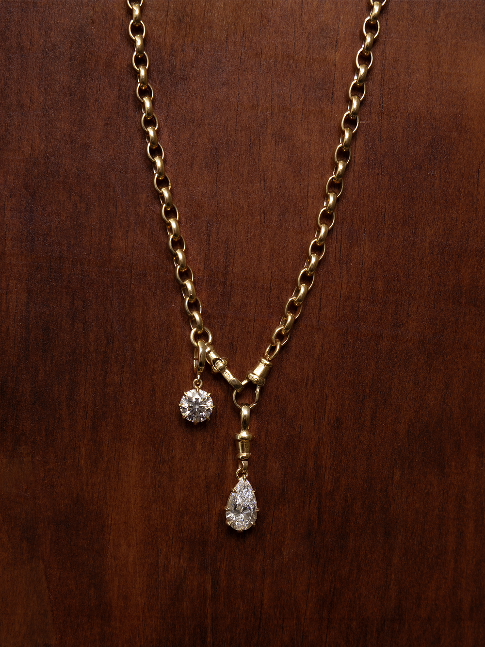 Pear Diamond Bespoke Pendant - Albert Clasp