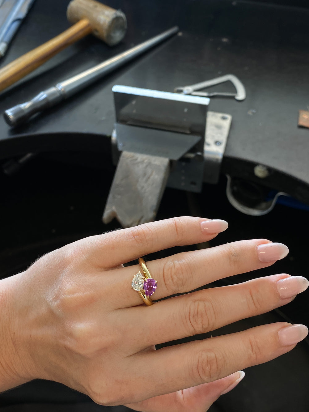 2.03cttw Pear & Pear Sapphire Jean Toi et Moi Ring - View 