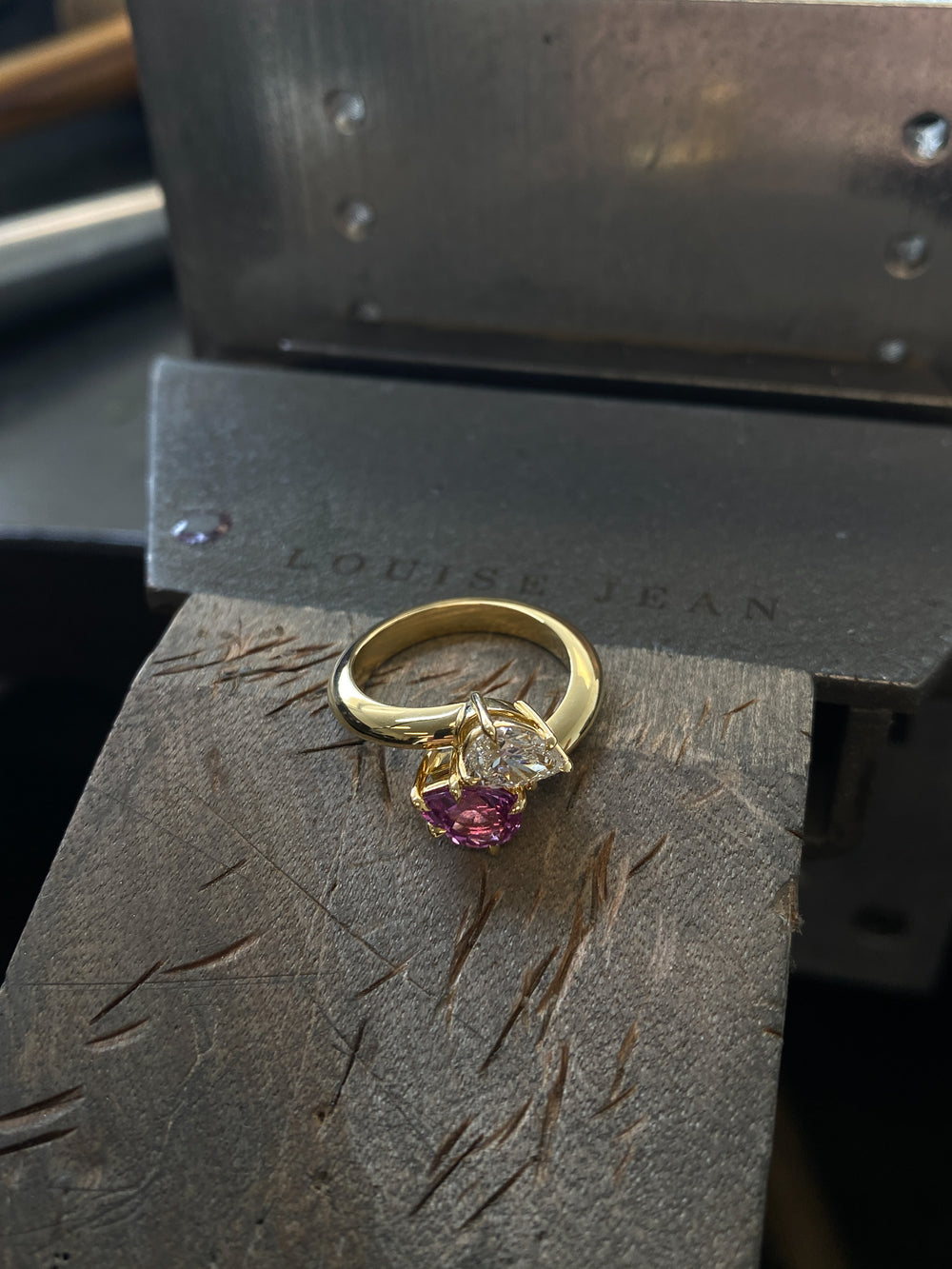 2.03cttw Pear & Pear Sapphire Jean Toi et Moi Ring - View 