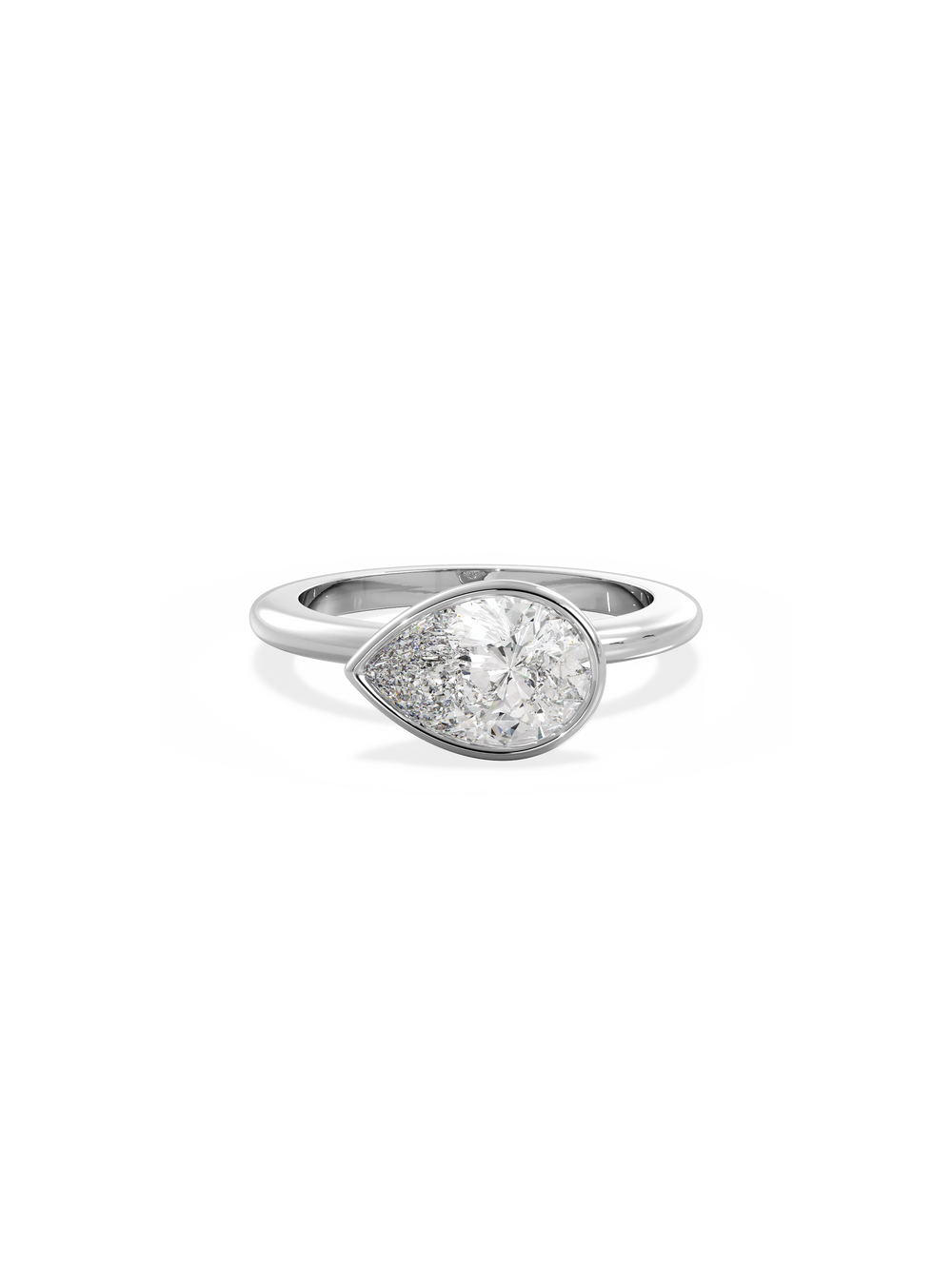 Pear Signature Bezel Solitaire Ring - View 