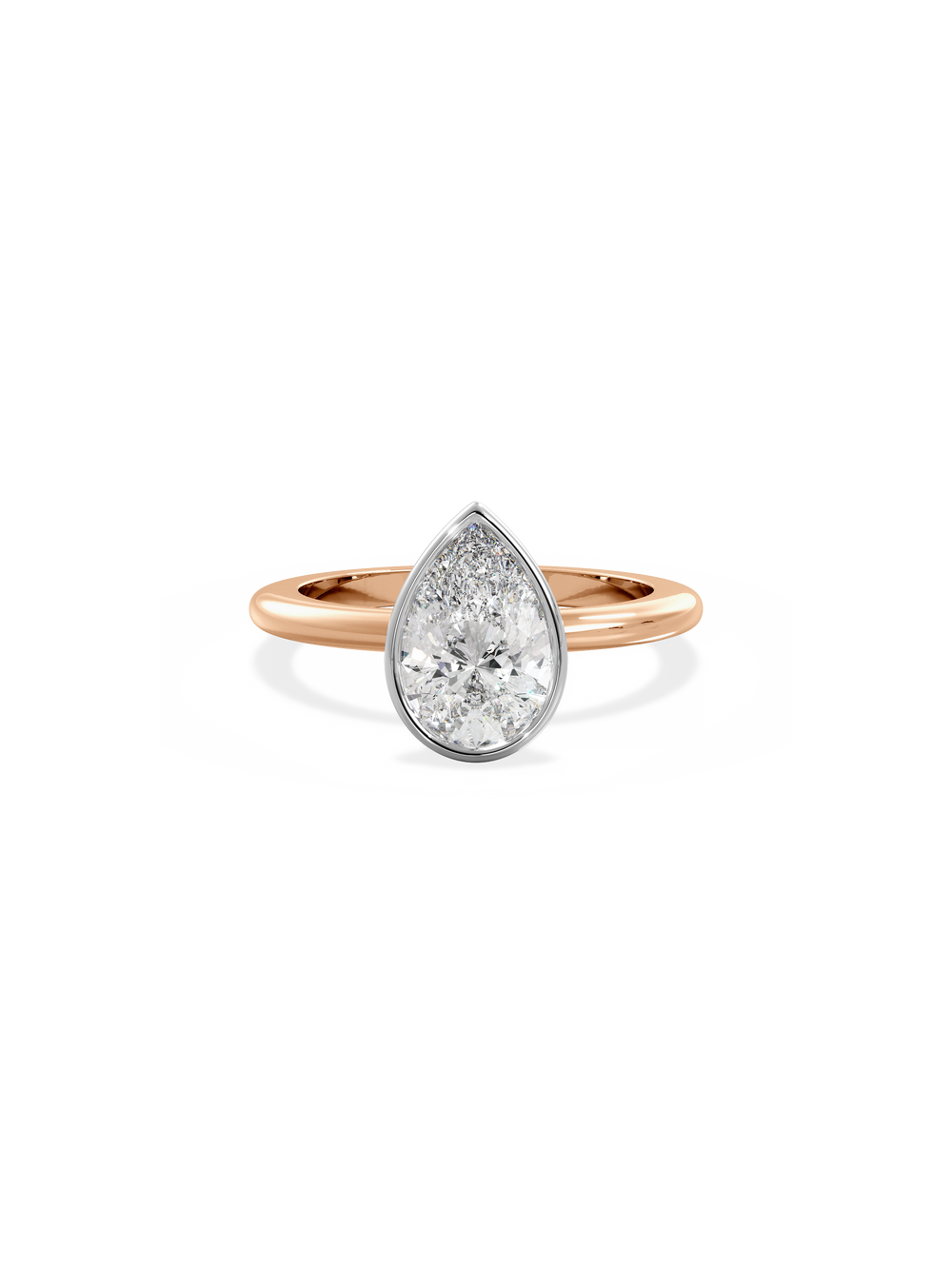 Pear Signature Bezel Solitaire Ring - View 