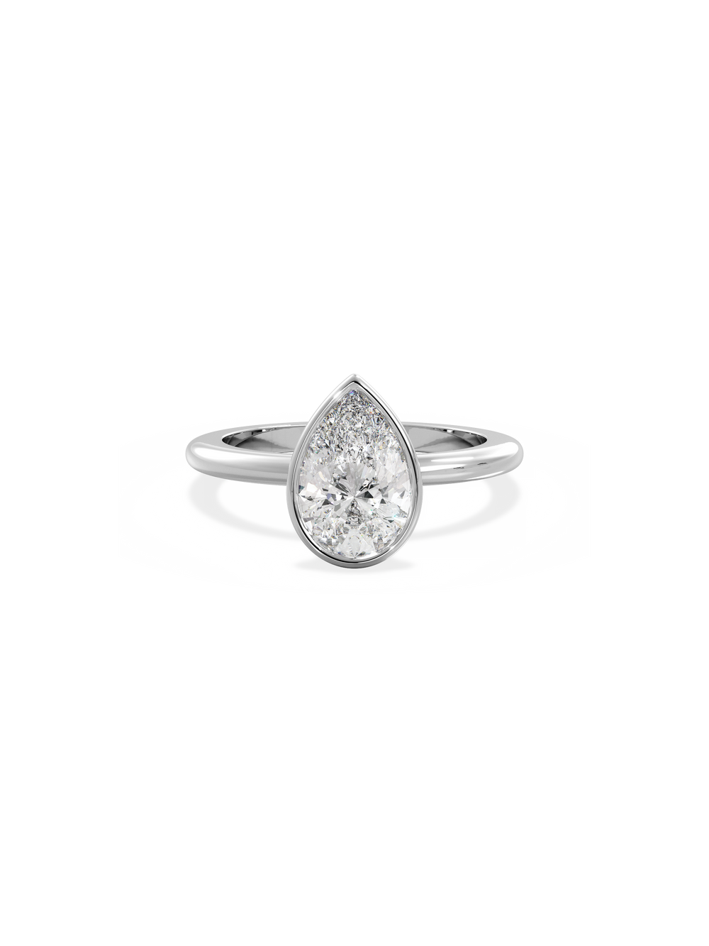 Pear Signature Bezel Solitaire Ring - View 