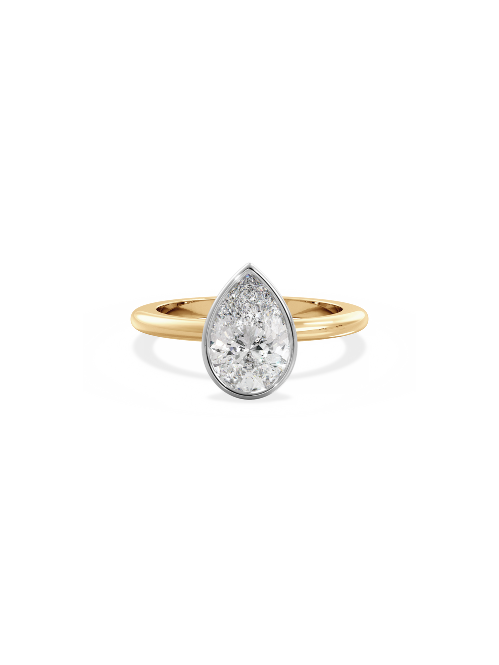 Pear Signature Bezel Solitaire Ring - View 