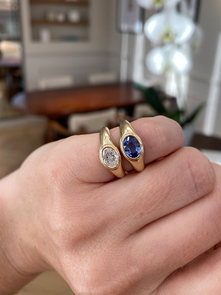Petite Oval Sapphire Signet Ring