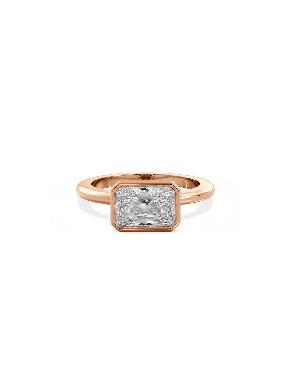Radiant Signature Bezel Solitaire Ring - View 