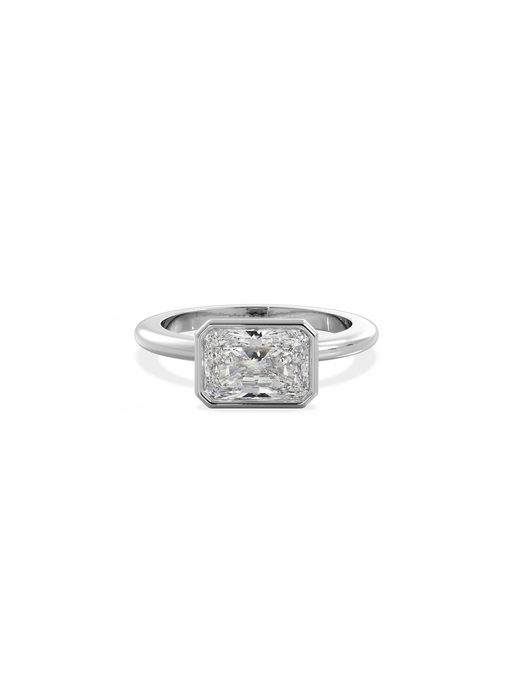 Radiant Signature Bezel Solitaire Ring - View 