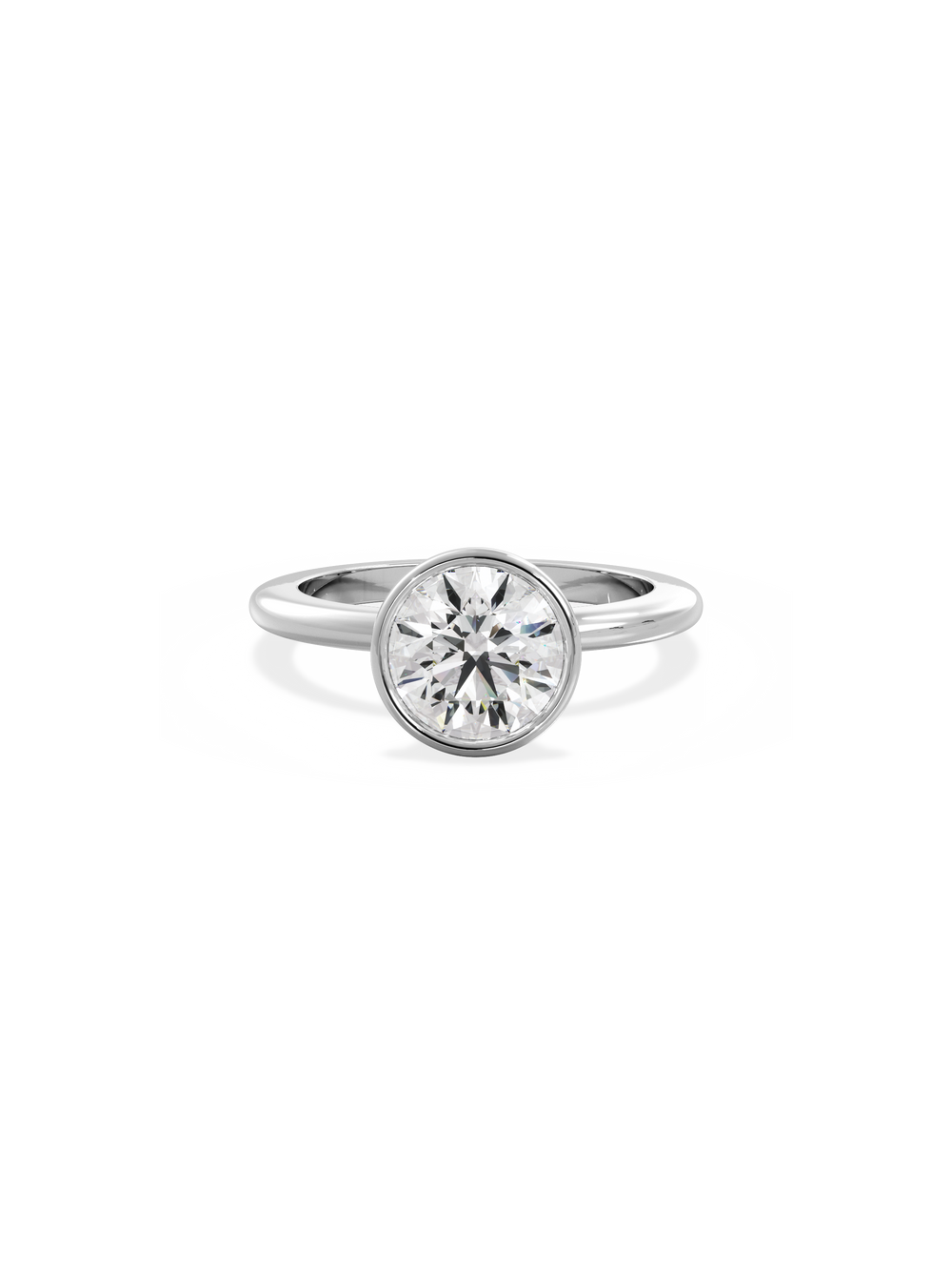 Round Signature Bezel Solitaire Ring - View 