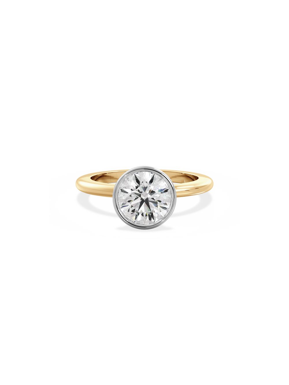 Round Signature Bezel Solitaire Ring - View 